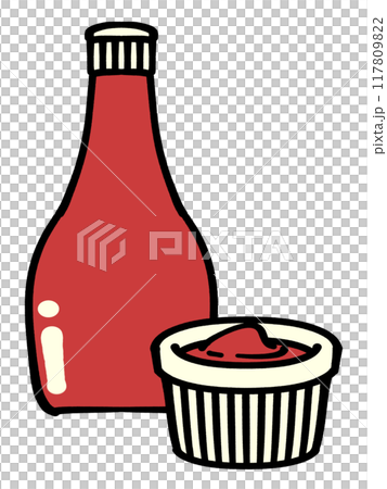 沾盤中番茄醬的插畫素材 117809822