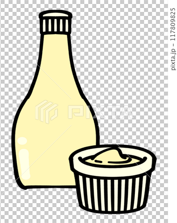 Illustration material of ketchup in a dip dish 117809825