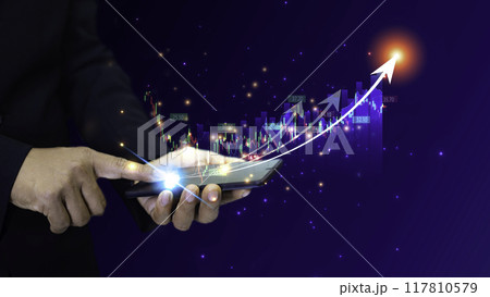 graph shows the increase in interest. Inflation is on the rise around the world. wealth stock investment concept. Business growth in the digital Digital transformation for next generation technology.. graph shows the increase in interest. Inflation is on the rise around the world. wealth stock investment concept. Business growth in the digital Digital transformation for next generation technology.. 117810579