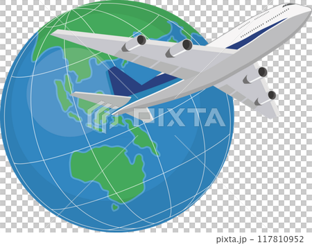 Globe and Airplane Blue Globe and Airplane Blue 117810952