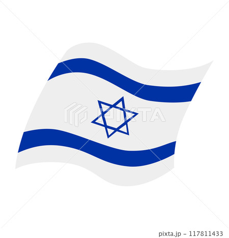 Israel waving flag with star of David simple vector illustration front view. White and blue national Israeli flag for patriotic designs for holidays and Memorial Days 117811433