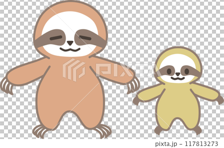 A sloth parent and child standing side by side 117813273