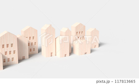 The wood building on white background for property concept 3d rendering. 117813665