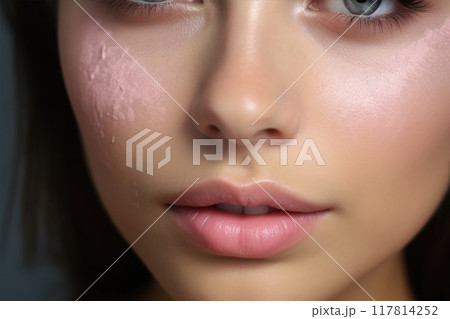 Young girl face. Natural makeup with perfect skin. Beautiful woman portrait. Concept of youth and beauty 117814252