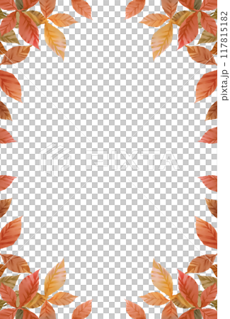 Autumn leaf frame, white background, transparent, vertical 117815182