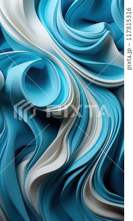Abstract blue background. Texture from waves of layers of paper. Wavy natural shapes. 117815316
