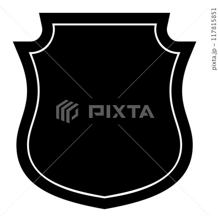 Black Shield frame Logo. Vector template Sign of Protection, Guard and Security. Insurance or Immunity Symbol. Empty icon design isolated on white background 117815851