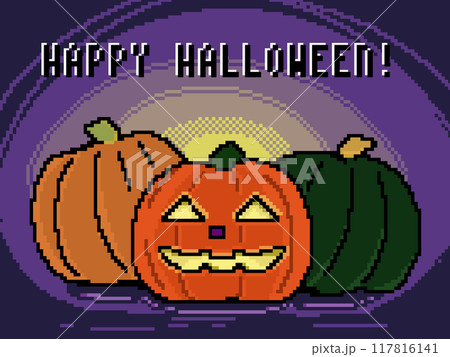 ハロウィンのイメージ ドット絵 ジャックオランタンとかぼちゃ 117816141