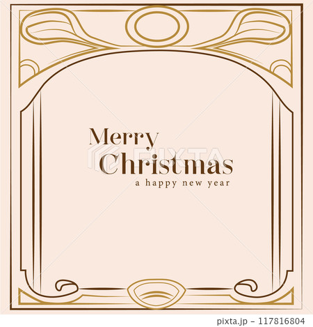 Minimalist Christmas design in soft beige with elegant gold lines, warm holiday greeting. Vector illustration. Minimalist Christmas design in soft beige with elegant gold lines, warm holiday greeting. Vector illustration. 117816804
