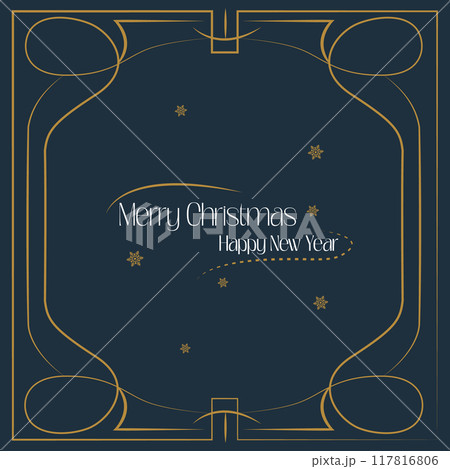 Dark blue and gold Christmas design, with delicate lines and modern twist, perfect for sophisticated holiday greeting. Dark blue and gold Christmas design, with delicate lines and modern twist, perfect for sophisticated holiday greeting. 117816806