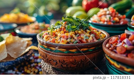 Hispanic Heritage Month. food festival concept with festive backdrop showcasing culinary traditions and cultural pride 117818331