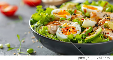 Grilled Chicken and Egg Salad With Avocado Grilled Chicken and Egg Salad With Avocado 117818679