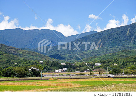 【台湾/台東県】台湾中央山脈と池上郷の風景 117818833