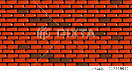 Brick wall, red relief texture with shadow, vector background illustration. Red brick tile wall background. Brick wall, red relief texture with shadow, vector background illustration. Red brick tile wall background. 117819622
