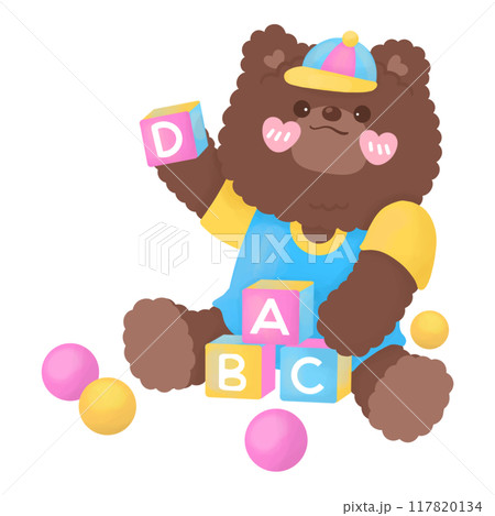 Baby bear playing with toys cartoon Baby bear playing with toys cartoon 117820134
