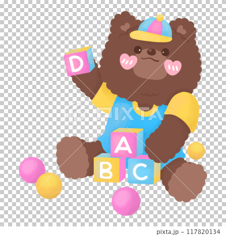 Baby bear playing with toys cartoon Baby bear playing with toys cartoon 117820134