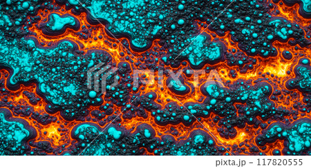 Abstract texture, dynamic and colorful neon fluid or paint. Digital illustration, background or Web banner	 117820555