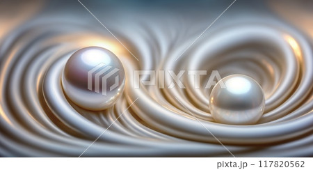 White pearls in the center of fluid whirlpool, light blue cosmetic background or wallpaper. Flow of the substance	 White pearls in the center of fluid whirlpool, light blue cosmetic background or wallpaper. Flow of the substance	 117820562