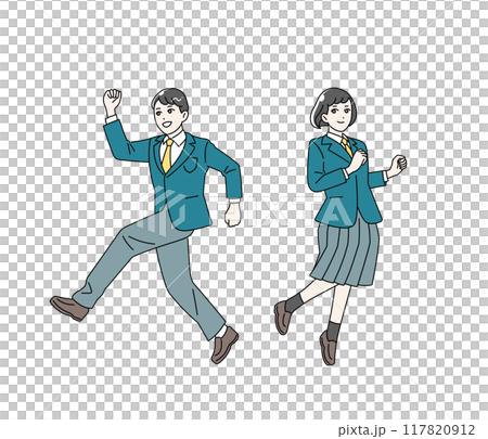 Full body illustration set of students jumping 117820912