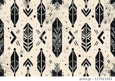 Monochrome tribal arrow pattern, seamlessly designed for textile prints Monochrome tribal arrow pattern, seamlessly designed for textile prints 117821083