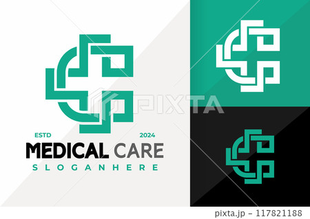 Cross Letter C Medical Health Care Logo Icon Vector Design. Creative simple logos designs illustration 117821188