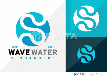 Letter S Wave Water Logo Icon Vector Design. Creative simple logos designs illustration 117821190