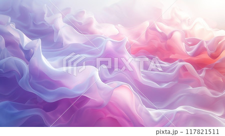 Ethereal fabric waves in soft pastel tones 117821511