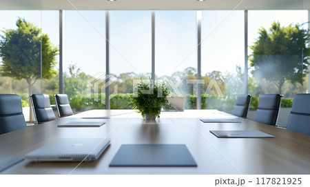 A high-resolution photograph of a modern, sunlit conference room A high-resolution photograph of a modern, sunlit conference room 117821925