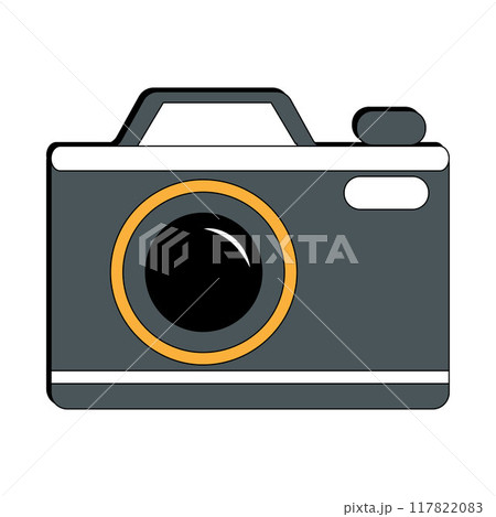 Camera tripod icon and Movie camera on a tripod. Making a movie single icon in monochrome style vector symbol stock illustration web. 117822083