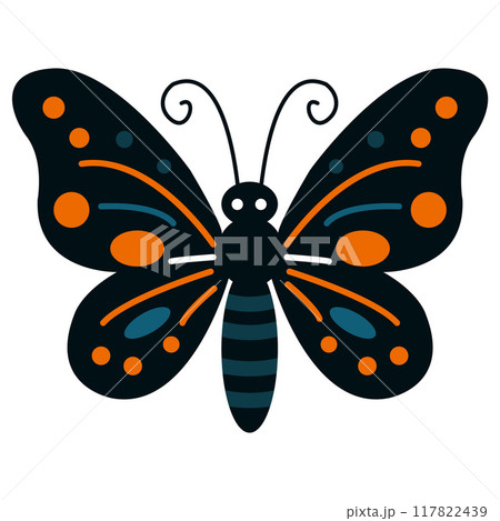 Halloween Butterfly. Mystical Alchemy Fly. Gothic Tattoo Design. Occult Magic Moth Vector. Vector illustration 117822439