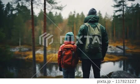 Family savoring the magic of nature. 117823227