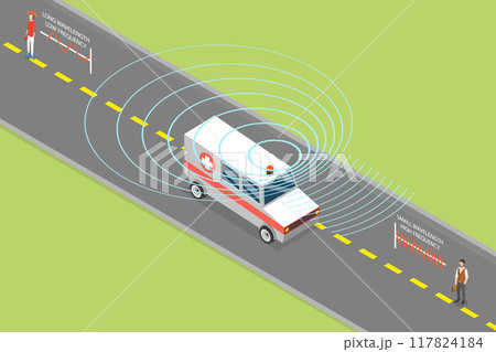3D Isometric Flat Vector Illustration of Doppler Effect, Sound Source in Motion 117824184