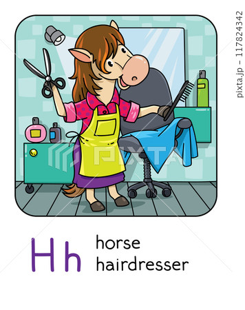 Horse hairdresser Animals with professions ABC. H Horse hairdresser Animals with professions ABC. H 117824342