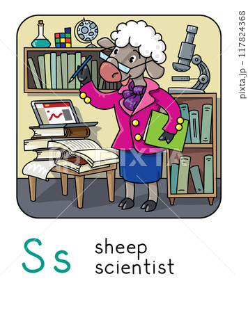 Sheep scientist. Animals profession ABC Alphabet S Sheep scientist. Animals profession ABC Alphabet S 117824368