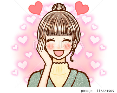 ときめいて恋するシニヨン大人女性のイラスト素材 117824505