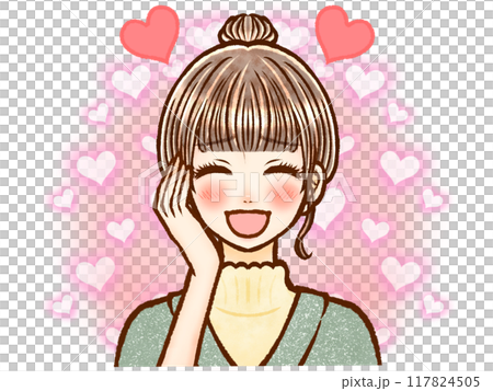 ときめいて恋するシニヨン大人女性のイラスト素材 117824505