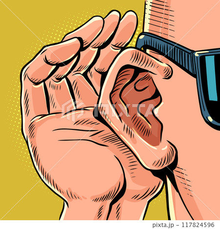 The man listens to what the informant whispers to him. Security of personal data storage. Secret agents always know everything. The man listens to what the informant whispers to him. Security of personal data storage. Secret agents always know everything. 117824596