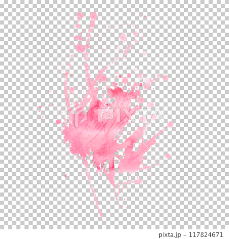 Bright pink splashes in a watercolor illustration. Spot for design of juicy products and backgrounds. Isolated from background 117824671