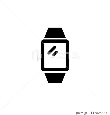 Smart Watch, Digital Clock Solid Flat Vector Icon Isolated on White Background 117825843