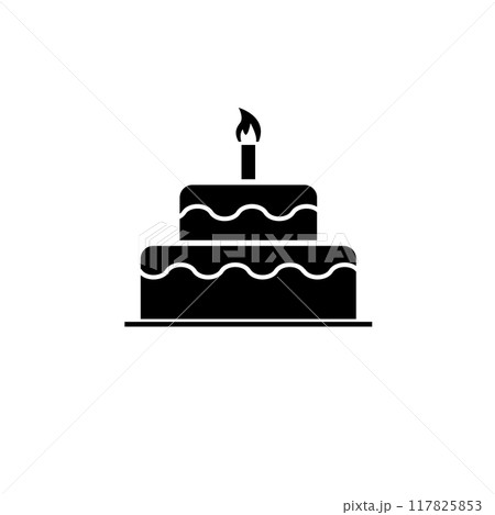 Birthday Cake, Sweet Pie Solid Flat Vector Icon Isolated on White Background Birthday Cake, Sweet Pie Solid Flat Vector Icon Isolated on White Background 117825853