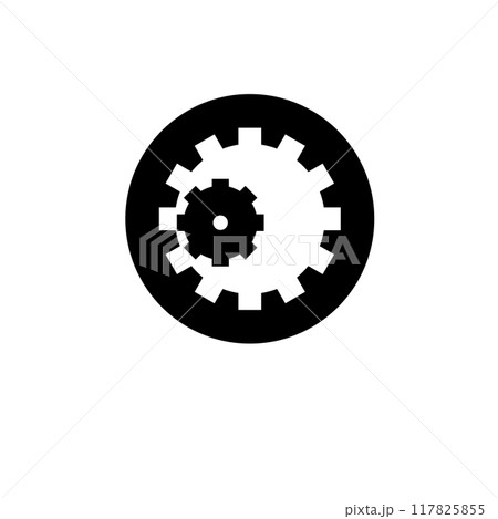 Clock Gear, Cogwheel Solid Flat Vector Icon Isolated on White Background 117825855