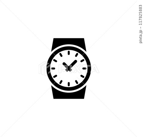 Classic wristwatch icon in black and white 117825883