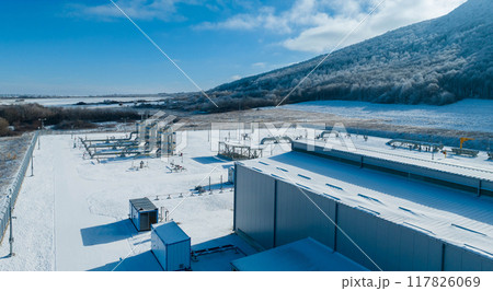 A gas measuring station site somewhere in Eastern Europe during winter 117826069