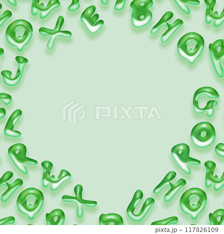 ぷっくりとツヤ感のあるアルファベットのイラストフレーム 117826109