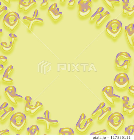 ぷっくりとツヤ感のあるアルファベットのイラストフレーム 117826111
