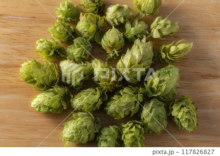 ビール原料の香りが良いホップ 117826827