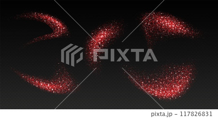 Red glitter splashes, shiny star dust explosion, shimmer spray effect, festive holiday particles Red glitter splashes, shiny star dust explosion, shimmer spray effect, festive holiday particles 117826831