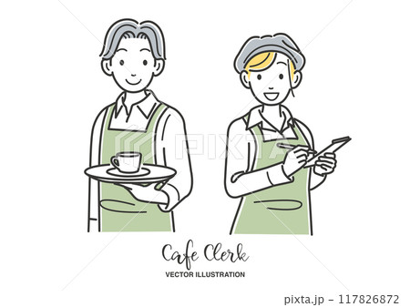 カフェ店員の男女スタッフ カフェ店員の男女スタッフ 117826872