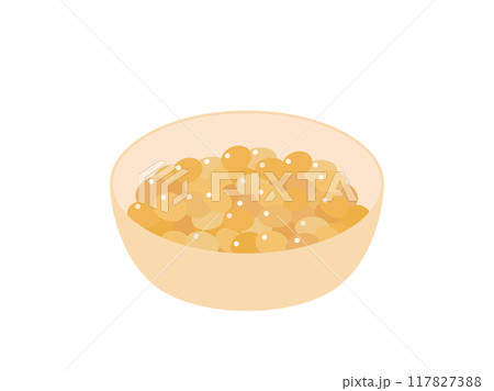器にはいっている煮た大豆や水煮の大豆をイメージしたイラスト 器にはいっている煮た大豆や水煮の大豆をイメージしたイラスト 117827388