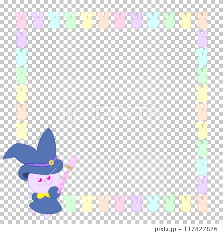 魔法使いのうさぎのフレームイラスト 魔法使いのうさぎのフレームイラスト 117827826
